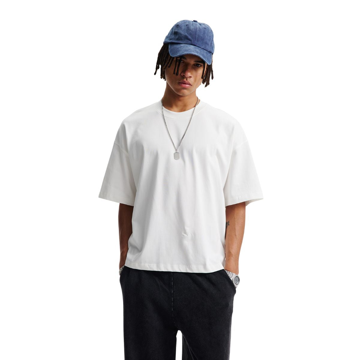 Camiseta cuadrada de color sólido de peso pesado de 8.25 oz