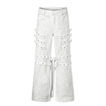 Subculture Strap Design Vibe Dark Micro Flare Denim Jeans