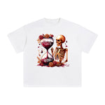 Skeleton Mama's Turn To Wine Graphic Tee-INNBLAC Fashion Apparel