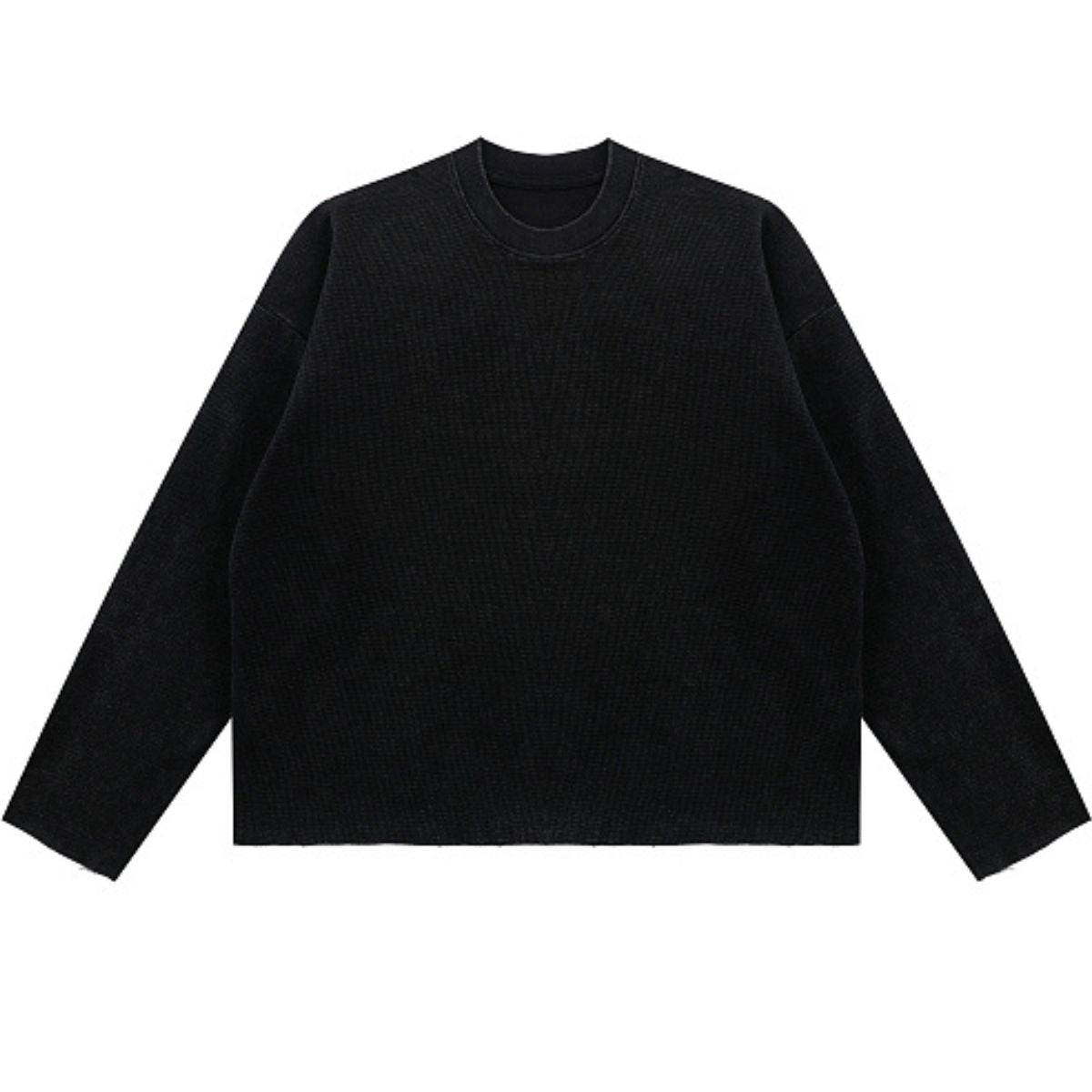 Heavyweight Washed Waffle Cotton Long Sleeve Tee 340G