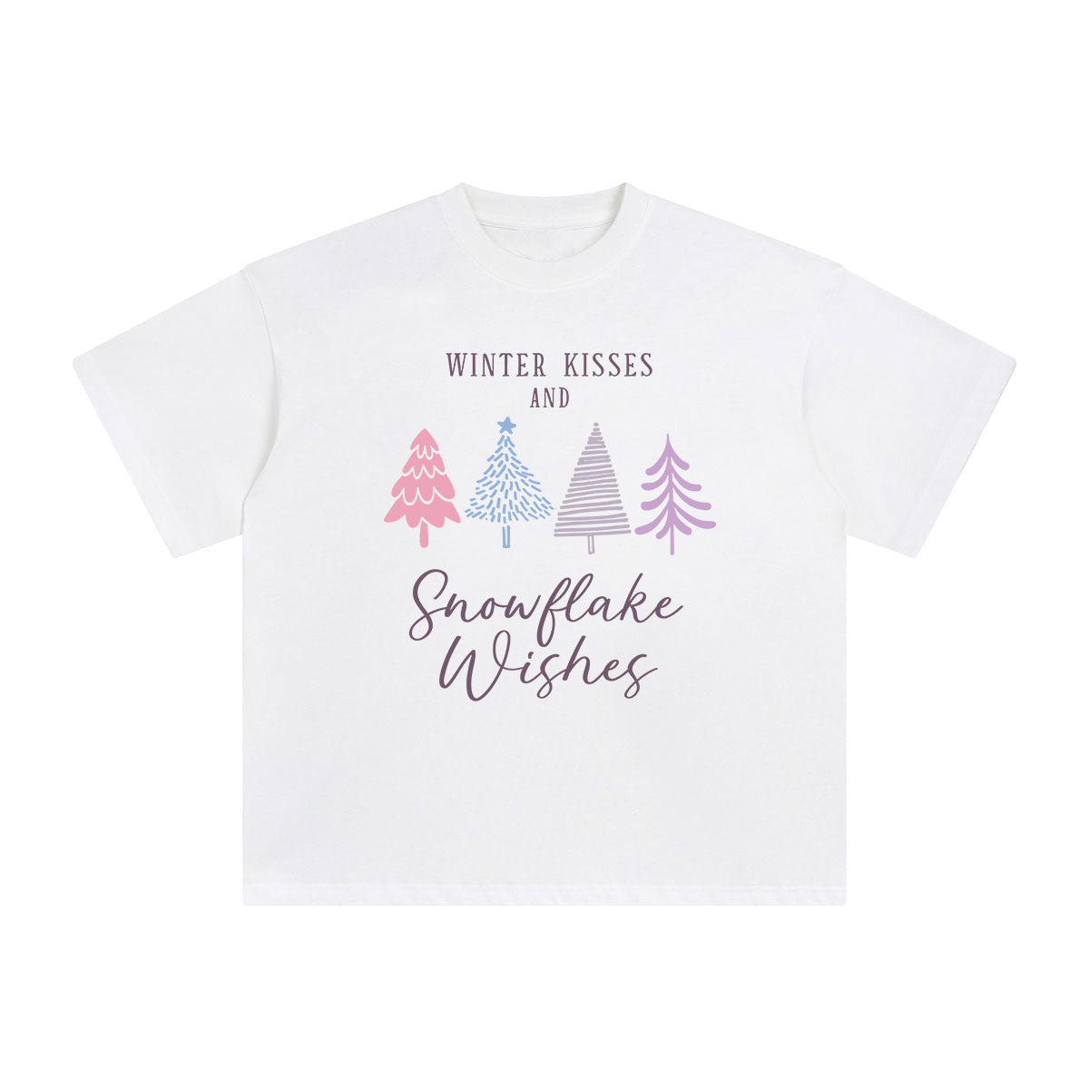 Winter Kisses And Snowflake Wishes Graphic Tee-INNBLAC Fashion Apparel
