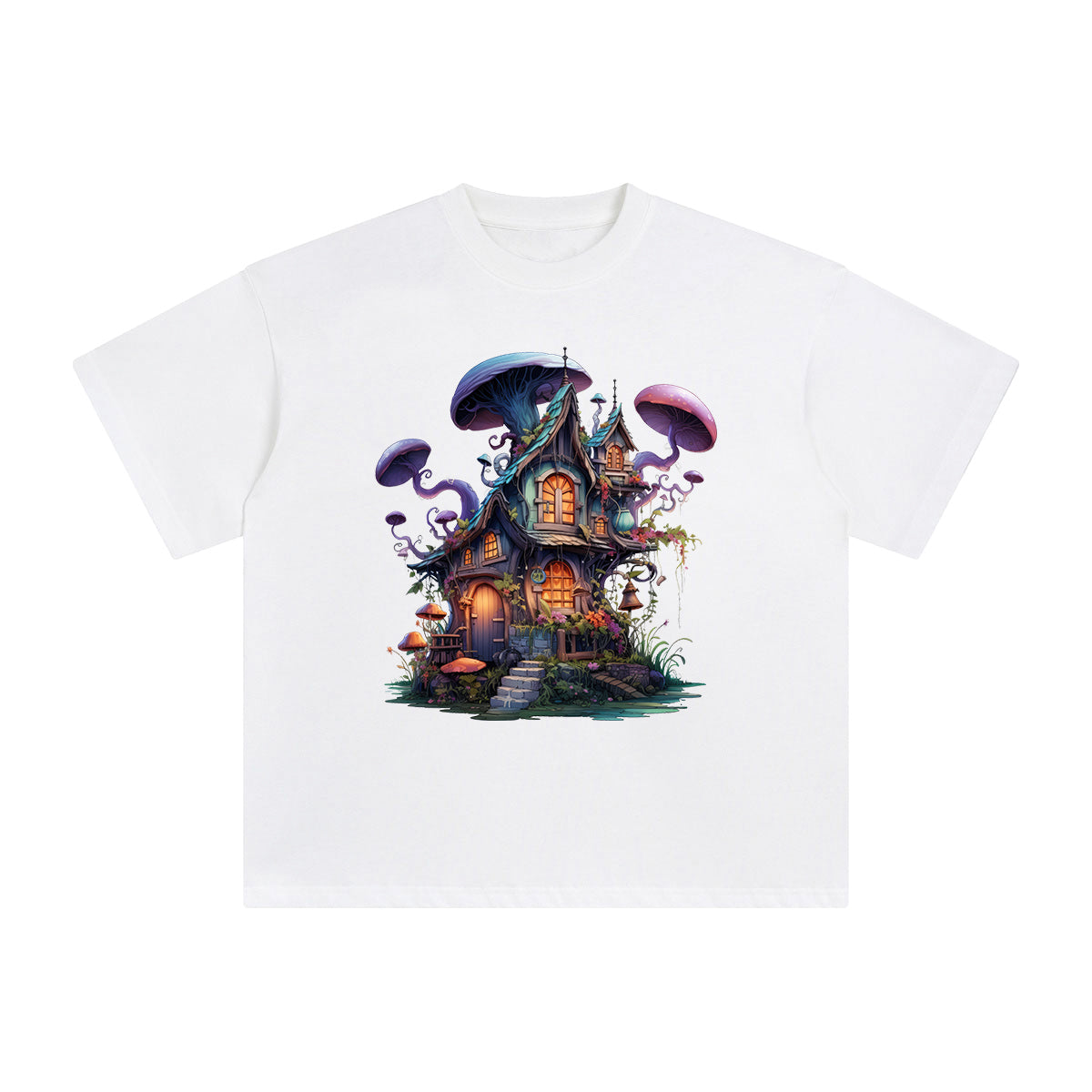 Fairy Halloween Witch House Graphic Tee-INNBLAC Fashion Apparel