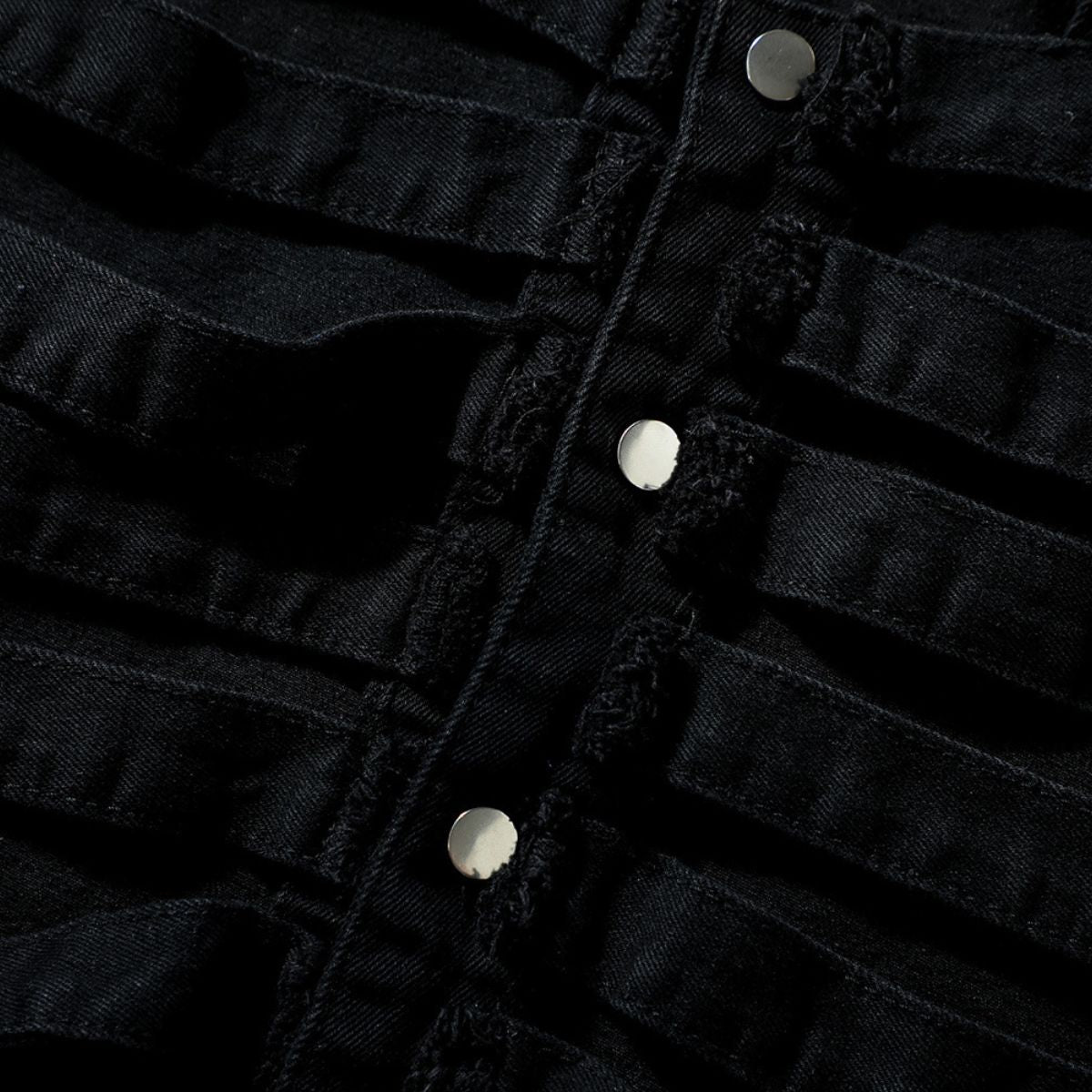 Distressed Cut-Out Denim Hooded Vest