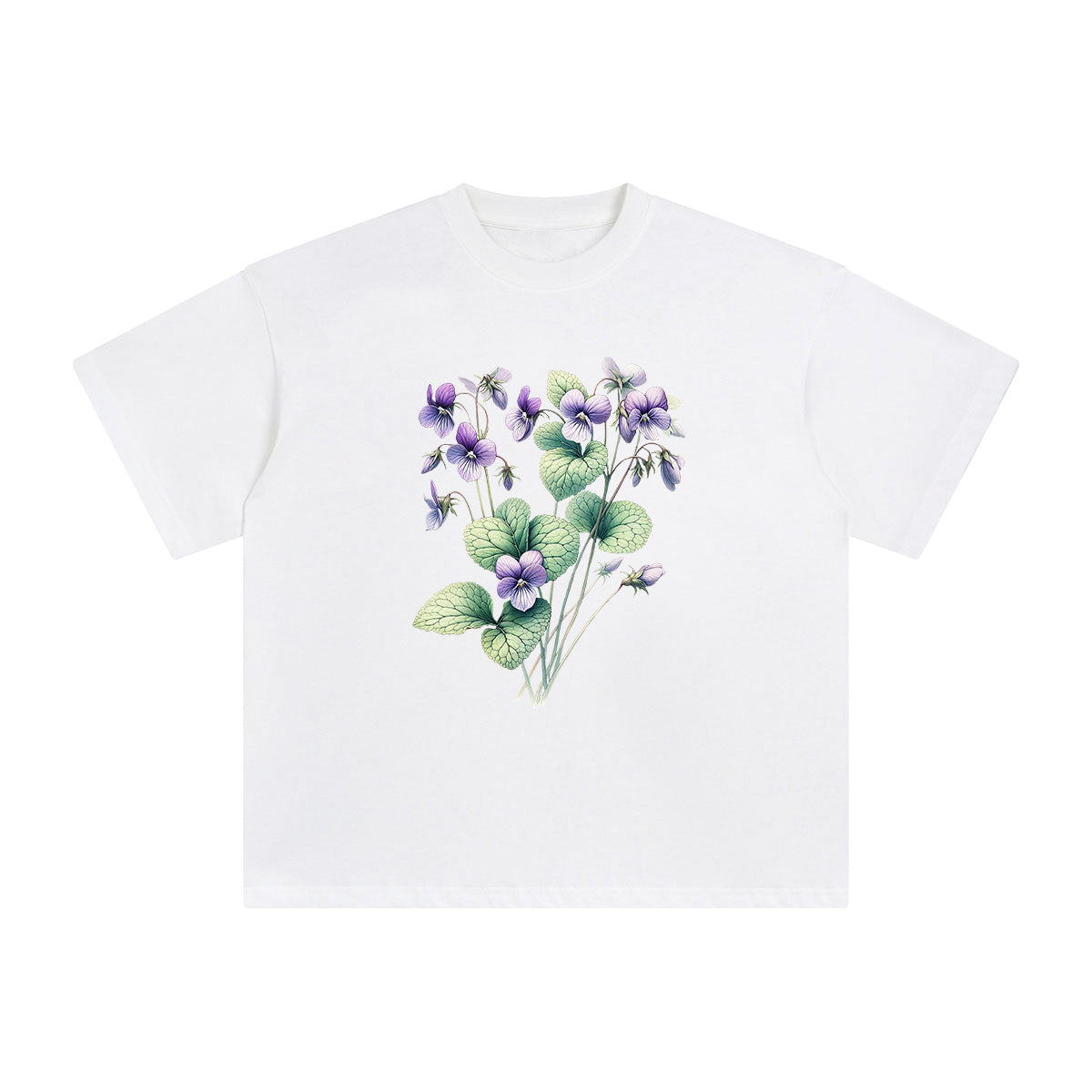 Violet Flowers Graphic Tee-INNBLAC Fashion Apparel