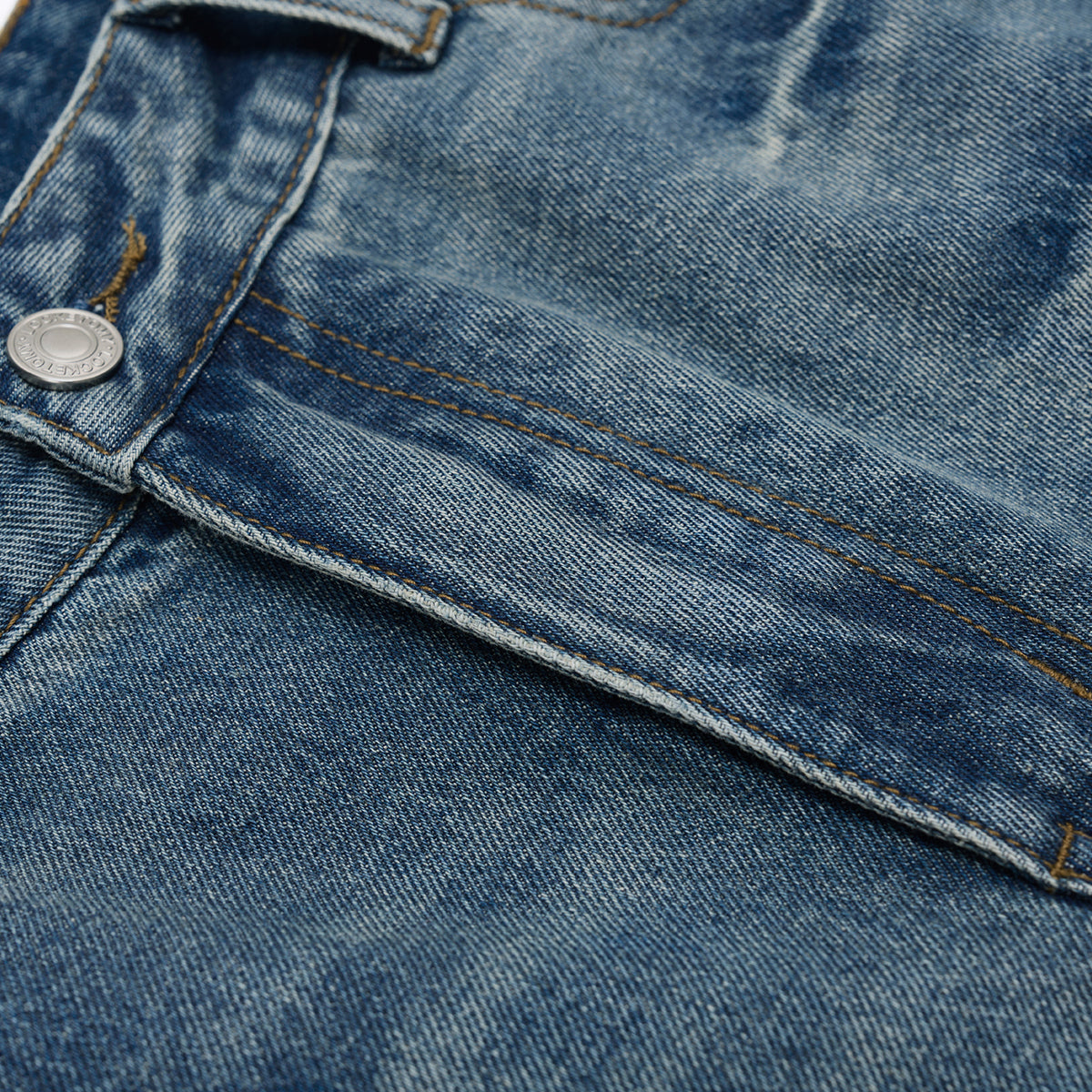 Wide-Leg Bermuda Washed Denim Shorts