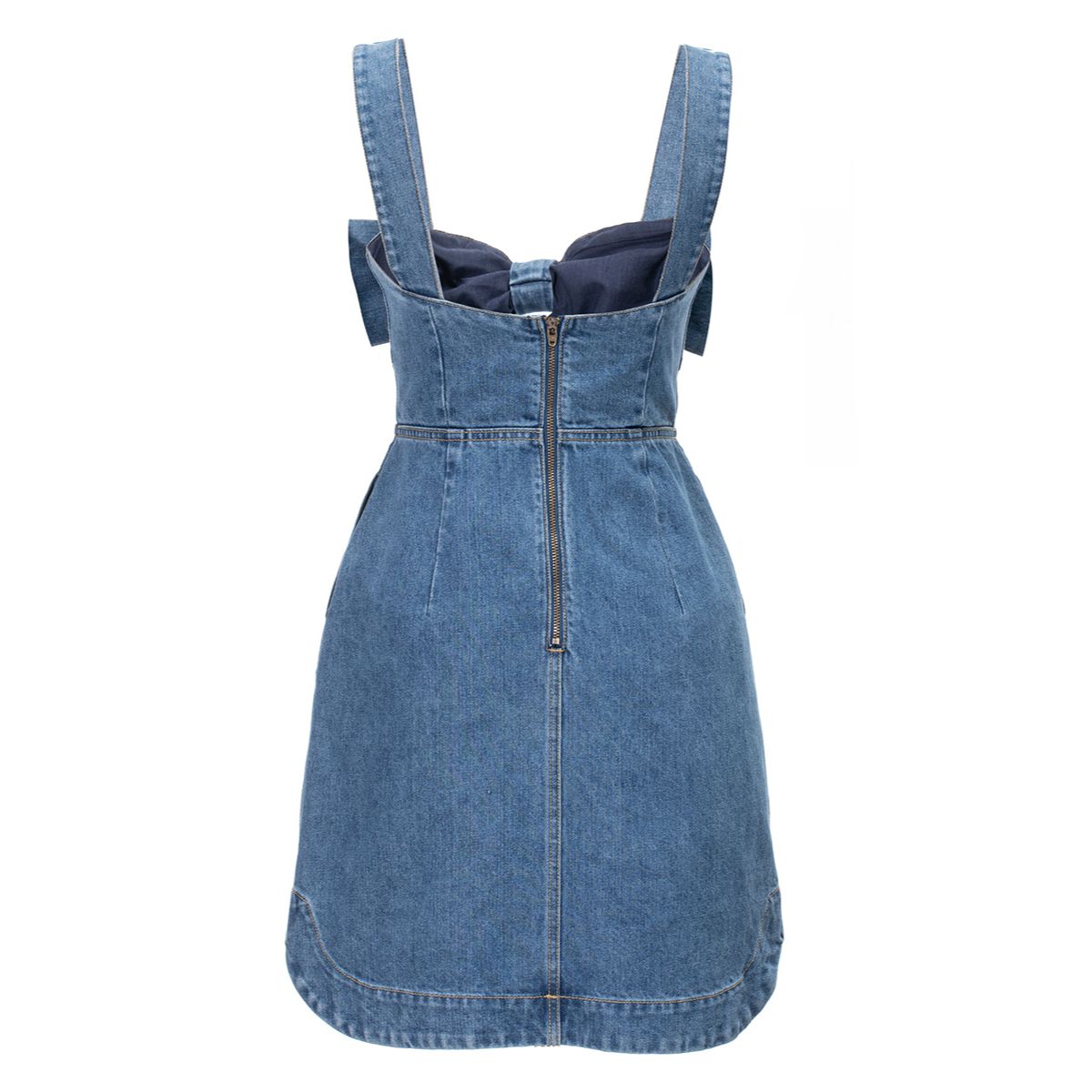 Women's Denim Bow Strappy Mini Dress