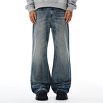 Distressed Hem Light Wash Wide Leg High Rise Jeans