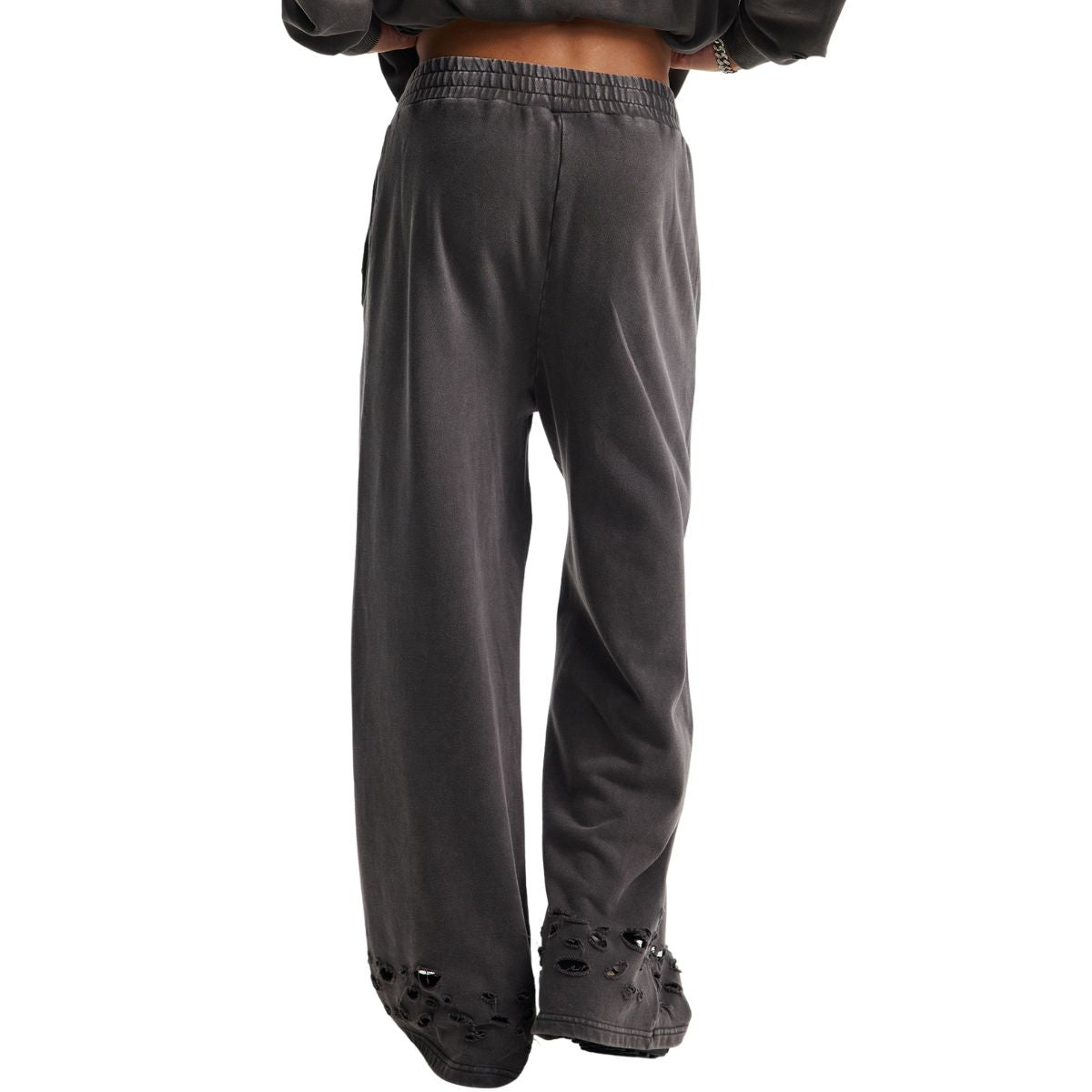 Ripped Hem Loose Fit Cotton Sweatpants