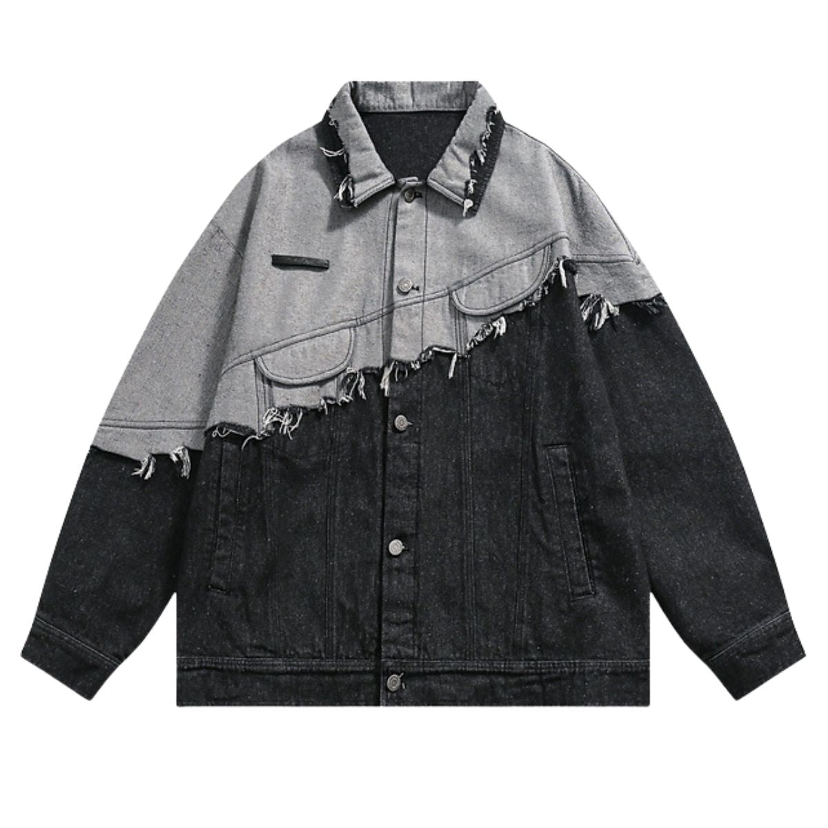 Street Hip-hop Distressed Patchwork Denim Jacket