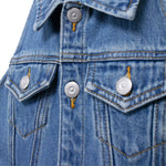 Falda vaquera con bordado de perlas y lavado vintage