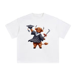 Graduation Highland Cow Graphic Tee-INNBLAC Fashion Apparel