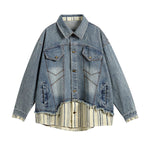 Hong Kong Vintage Fake Two-piece Patchwork Denim Jacket