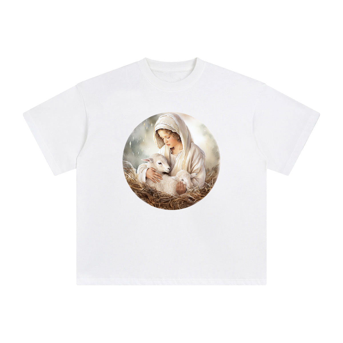 Jesus And Sheep Graphic Tee-INNBLAC Fashion Apparel