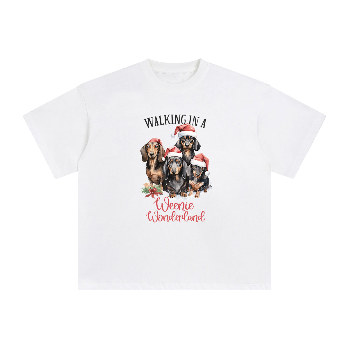 Christmas Dachshund Graphic Tee-INNBLAC Fashion Apparel