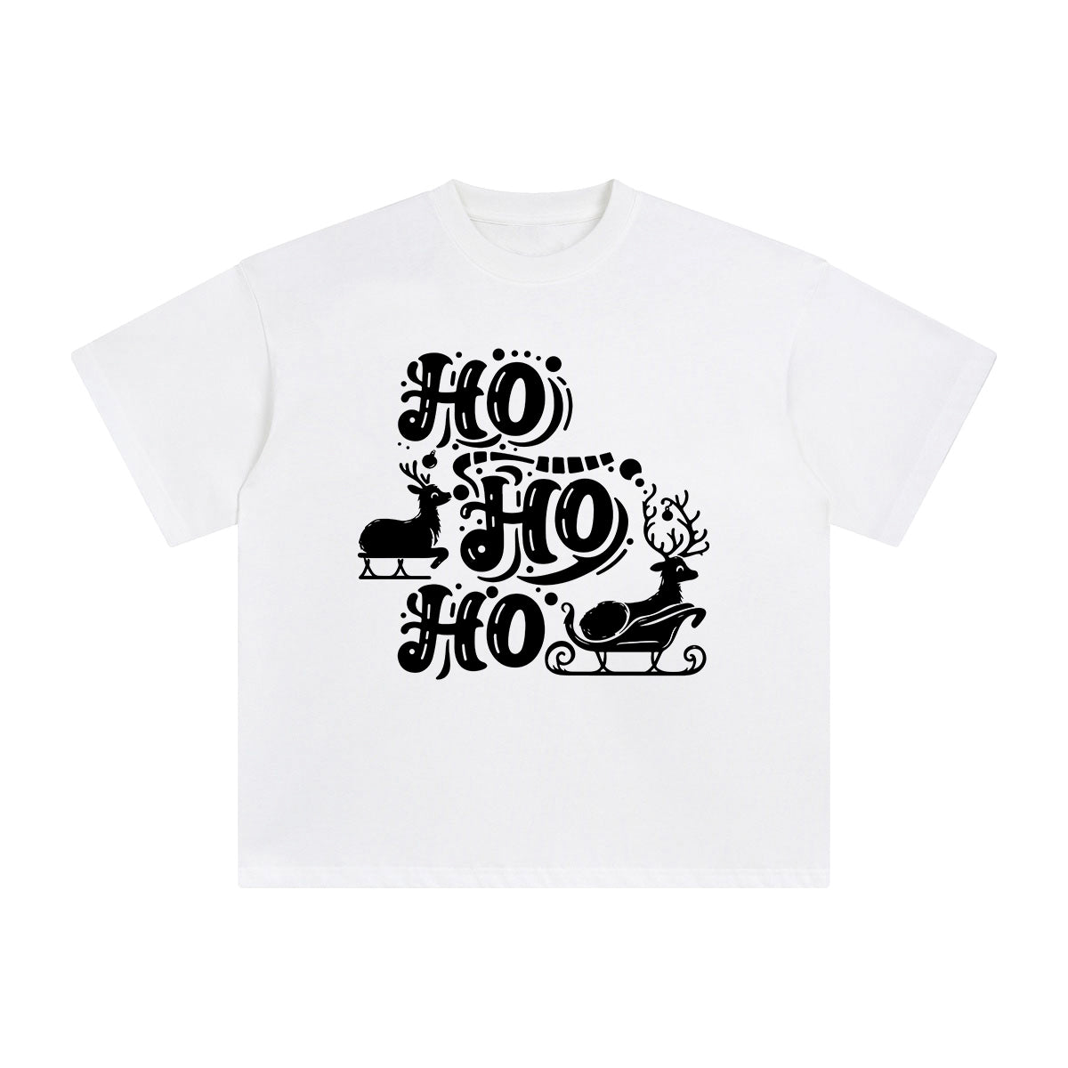HO HO HO Reindeer Graphic Tee-INNBLAC Fashion Apparel