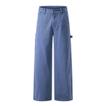 Vintage Washed Faded French‑Blue Wide‑Leg Pants