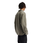 Distressed Edge Buttonless Long-Sleeve Polo