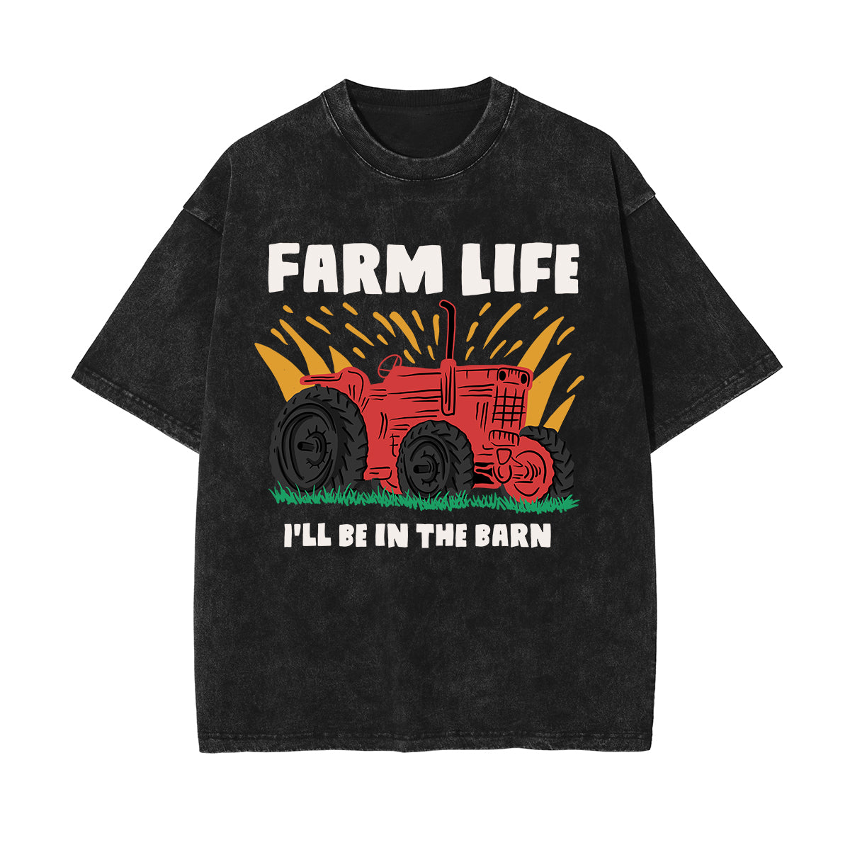 Farm Life Graphic Washed Tee-INNBLAC Fashion Apparel