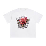Gothic Spiderweb & Red Roses Graphic Tee-INNBLAC Fashion Apparel