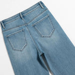 Risen Jeans Rose Embroidered Lace-Cut Jeans with Pearl Beading