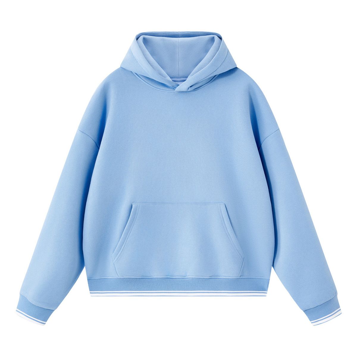 Color‑Block Ribbed Loose Warm Hoodie