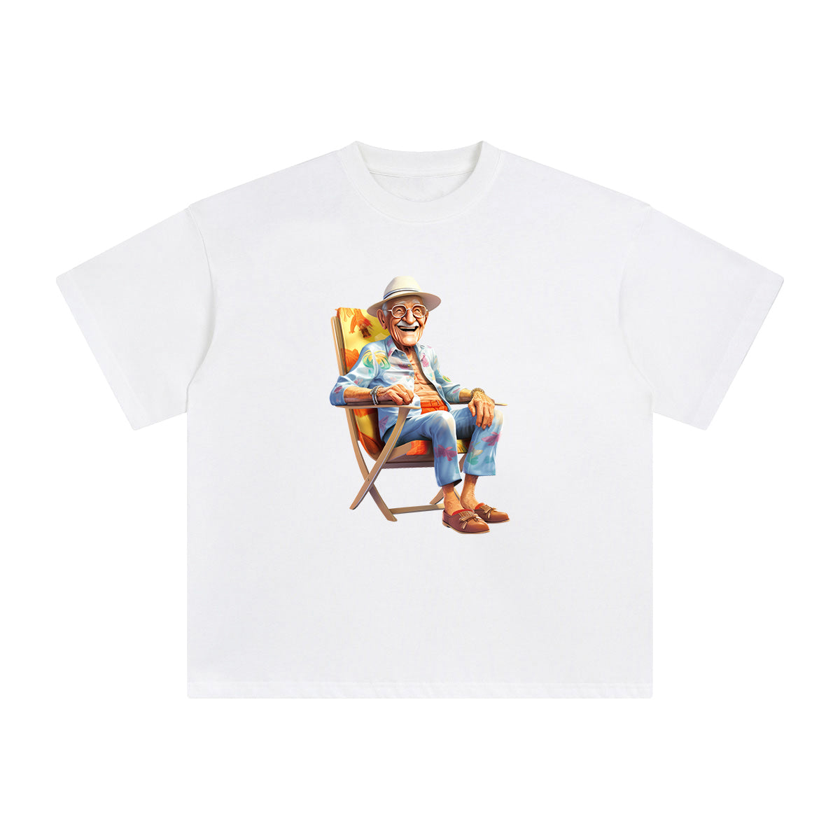 Grandpa Sitting On Beach Chair Graphic Tee-INNBLAC Fashion Apparel