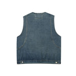 Crew Neck Button-Front Denim Vest