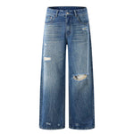 Heritage Washed Utility Loose Fit Floor-Length Denim Jeans