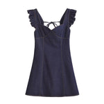 Falda vaquera con bordado de perlas y lavado vintage