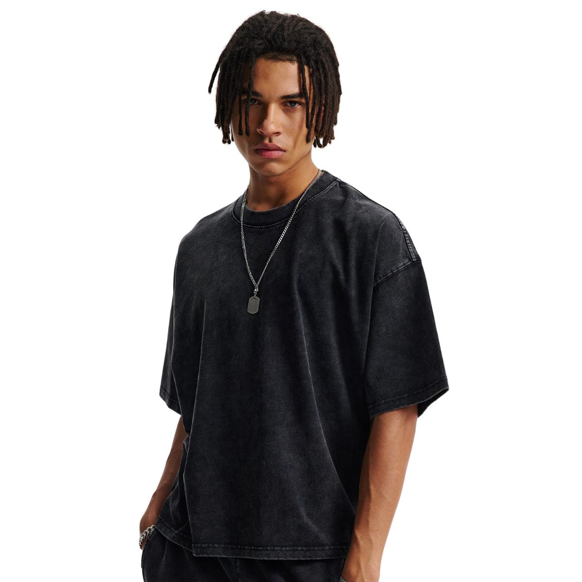 Camiseta vintage lavada, cuadrada y pesada, 8.25 oz