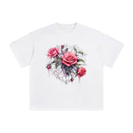 Gothic Spiderweb & Red Roses Graphic Tee-INNBLAC Fashion Apparel