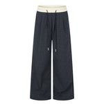 Vintage Plaid Panel Wide-Leg Trousers