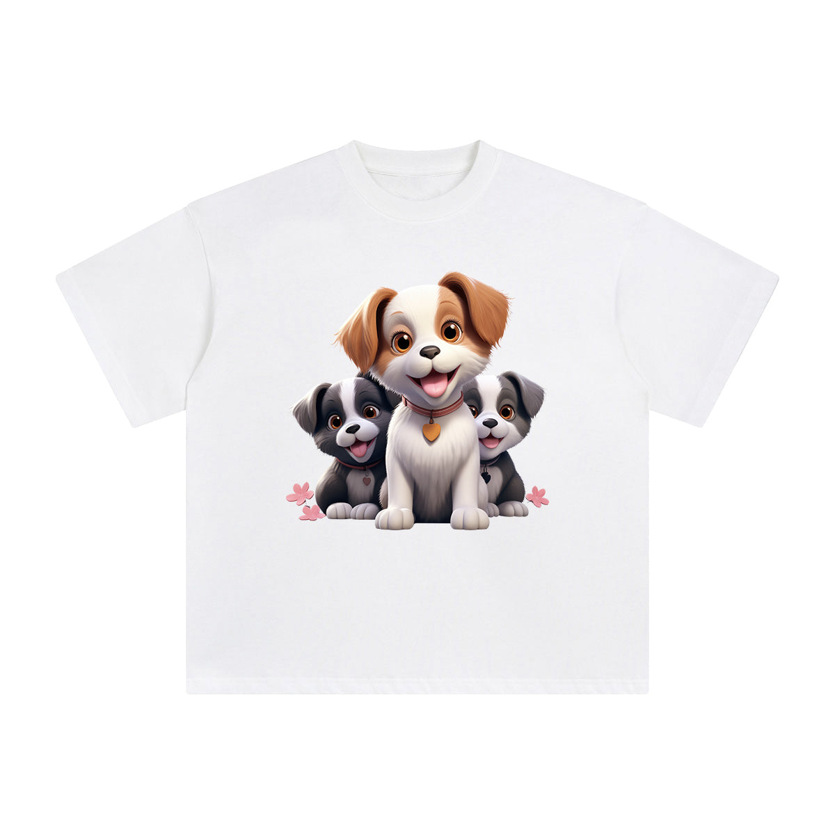 Happy 3D Puppies Graphic Tee-INNBLAC Fashion Apparel