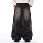 Charcoal Grey Wide-Leg Vintage Washed Jeans