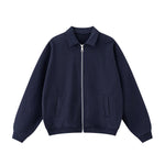 Relaxed Zip-Front Solid Color Sweatshirt