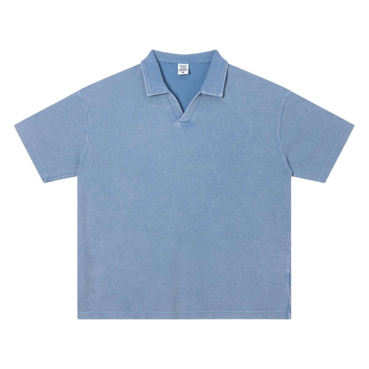 Retro Distressed Waffle Vintage Wash Polo T-Shirt