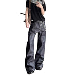 Button Fly Relaxed Straight Leg Raw Denim Jeans