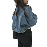 Cropped Denim Button-Front Jacket