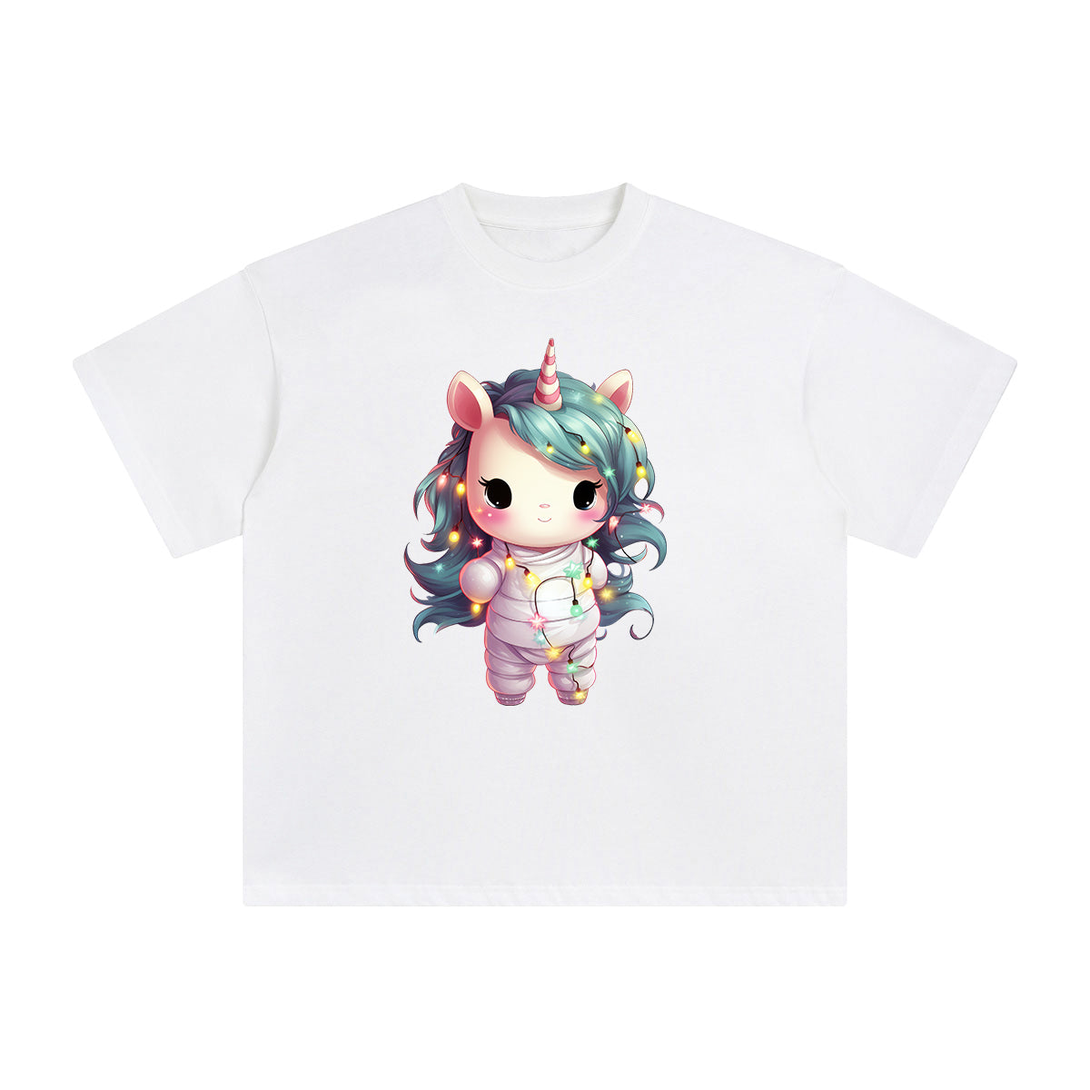 Pastel Christmas Baby Unicorn Graphic Tee-INNBLAC Fashion Apparel