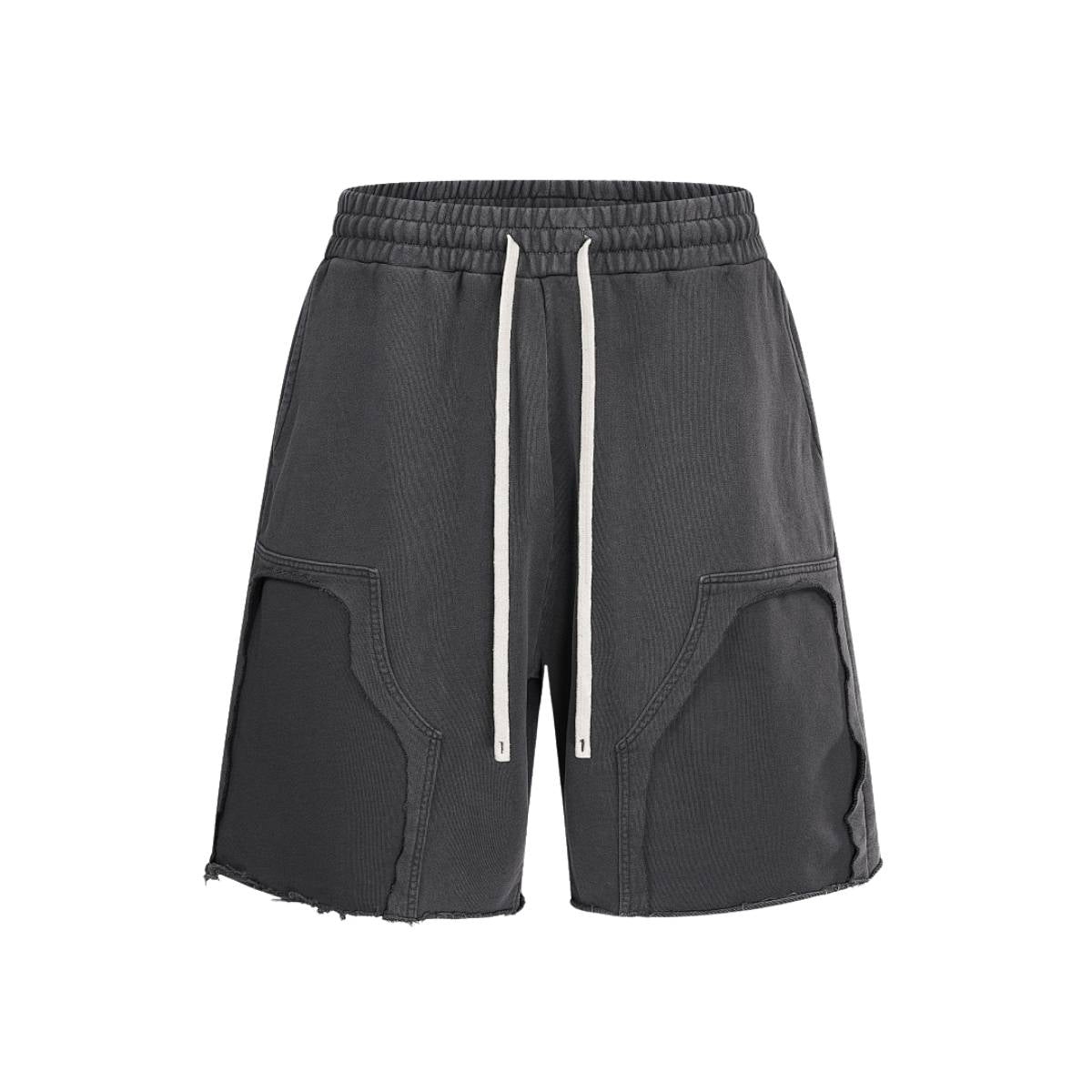 Pantalones cortos deportivos con bordes sin rematar y lavados a la piedra