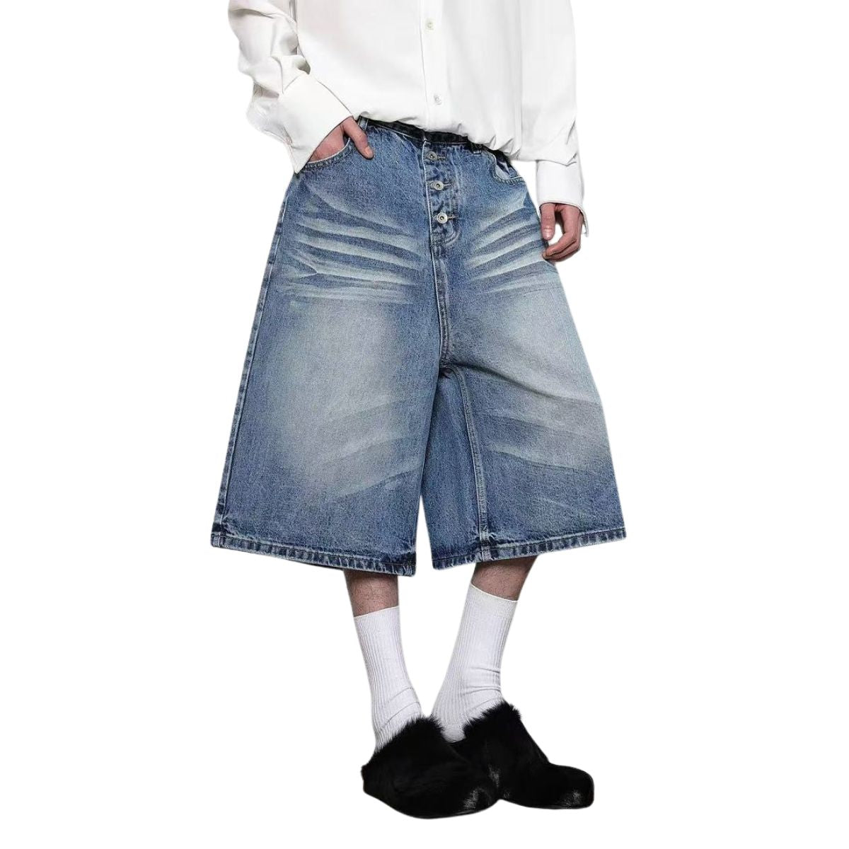 Bermudas con lavado vintage y salpicaduras de tinta