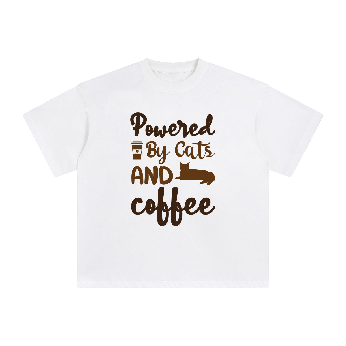 Powered By Cats And Coffee Graphic Tee-INNBLAC Fashion Apparel