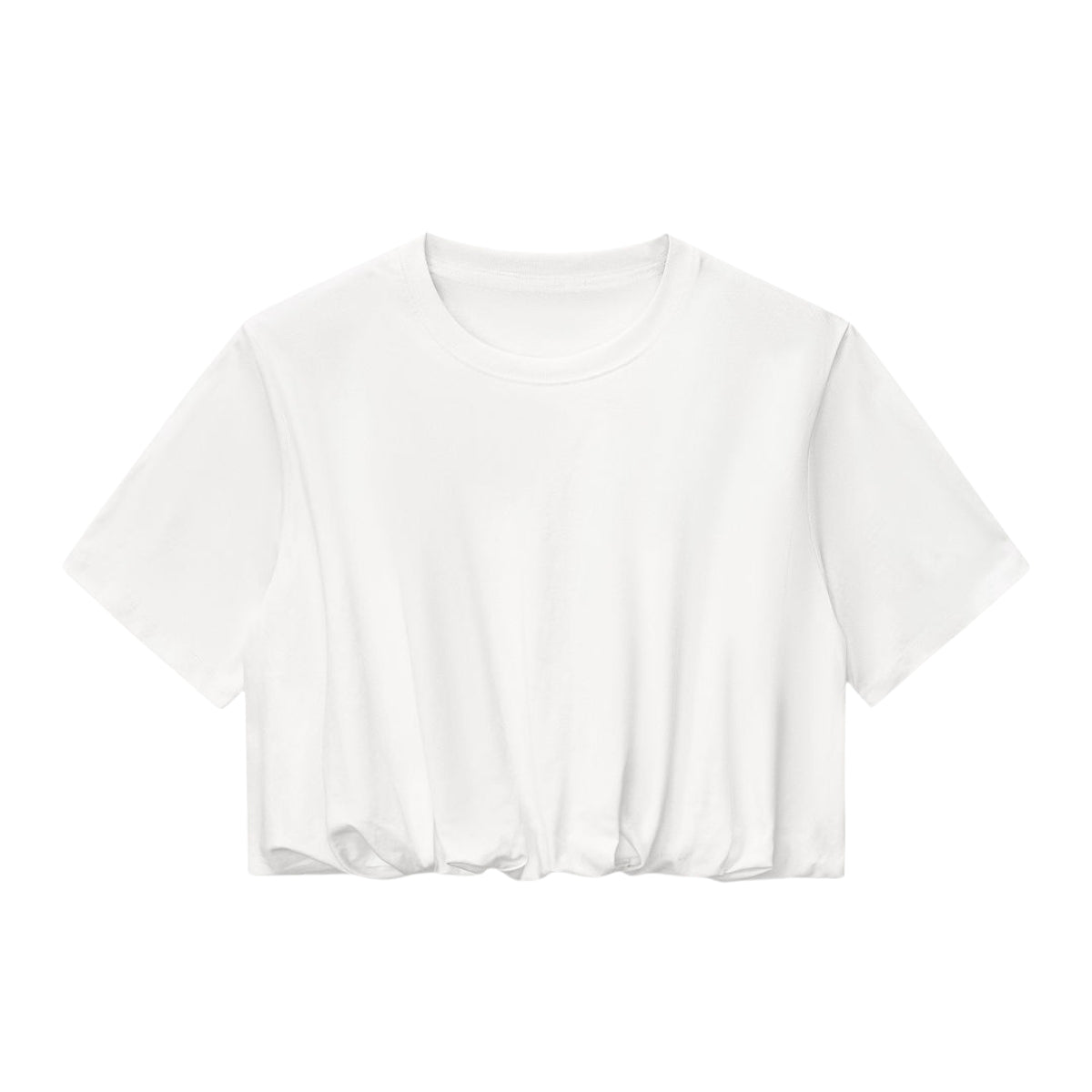 Double-Layer Bubble-Hem Cropped Streetwear Tee