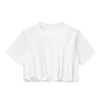 Double-Layer Bubble-Hem Cropped Streetwear Tee