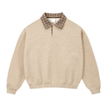 Quiet Luxury Old Money Color‑Contrast Plaid Half‑Zip Polo Sweatshirt
