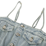 Falda vaquera con bordado de perlas y lavado vintage