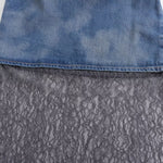 Falda vaquera con bordado de perlas y lavado vintage