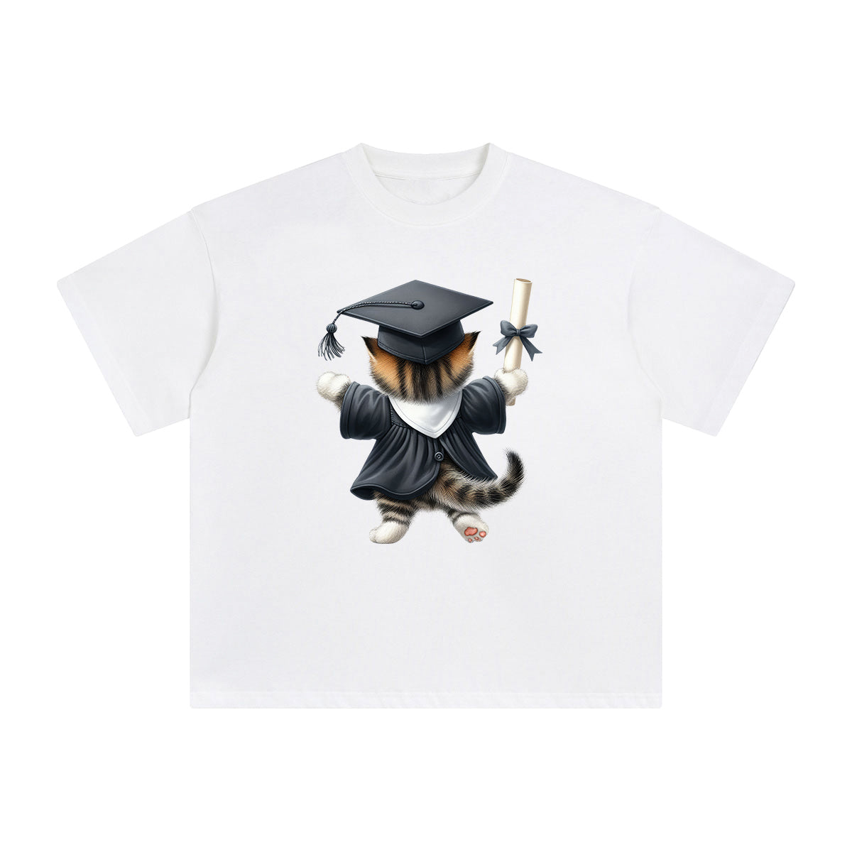 Graduation Kitten Graphic Tee-INNBLAC Fashion Apparel