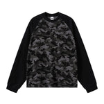Raglan-Sleeve Camo Waffle Knit Long-Sleeve T-Shirt