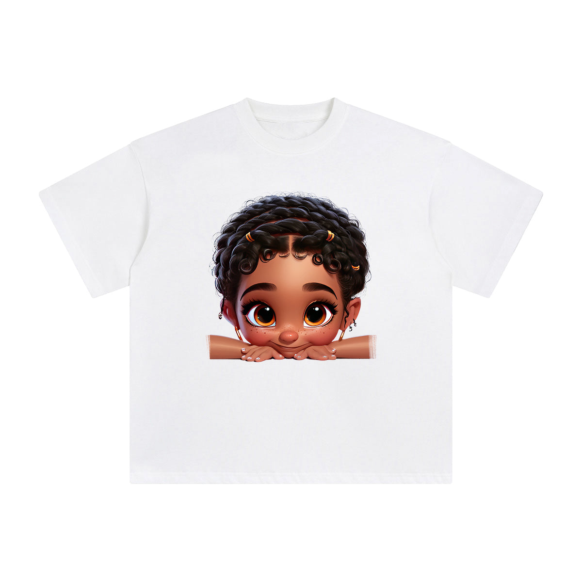 Peeking Boo Girl Graphic Tee-INNBLAC Fashion Apparel